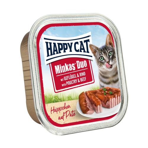 Happy Cat Minkas duo, deserówka pasztet, kurczak i wołowina, 100g