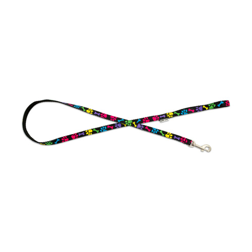 Barry King Smycz dla psa, kolorowe łapki, taśma polipropylenowa, 16mm/120cm