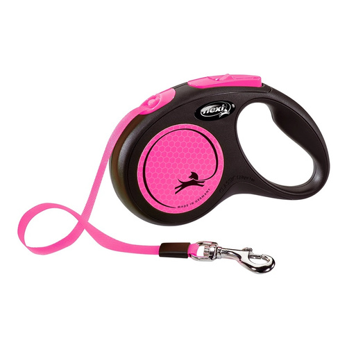 FLEXI Smycz automatyczna dla psa New Neon S taśma 5 m kol. różowy