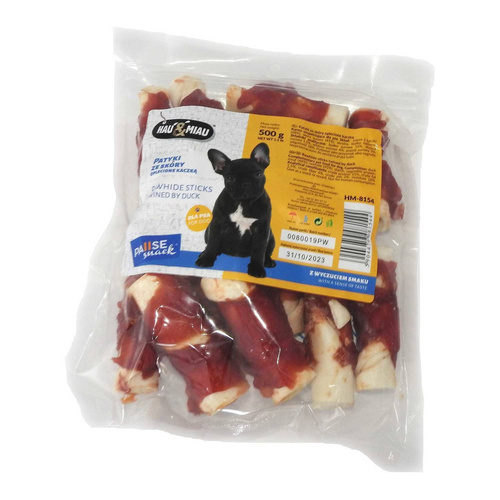 Hau Miau Pałeczka ze skóry z KACZKĄ dla Psa 500g