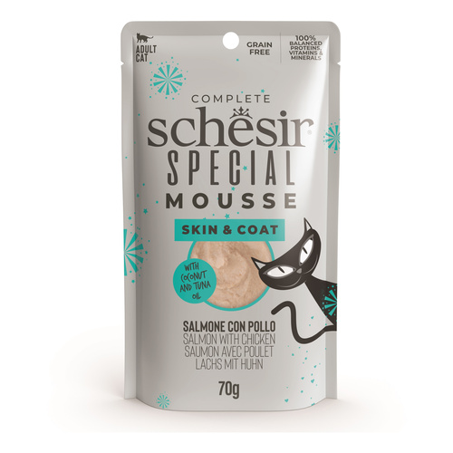 Schesir Special Mousse Skin&coat karma mokra dla kota łosoś 70 g