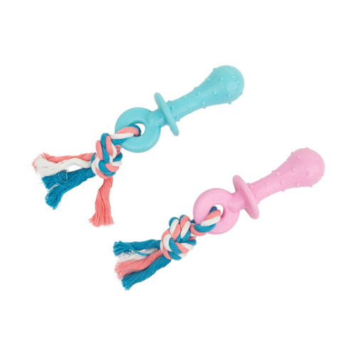 Barry King Zabawka, dla psa, smoczek, 12, 5 cm, z liną bawełnianą