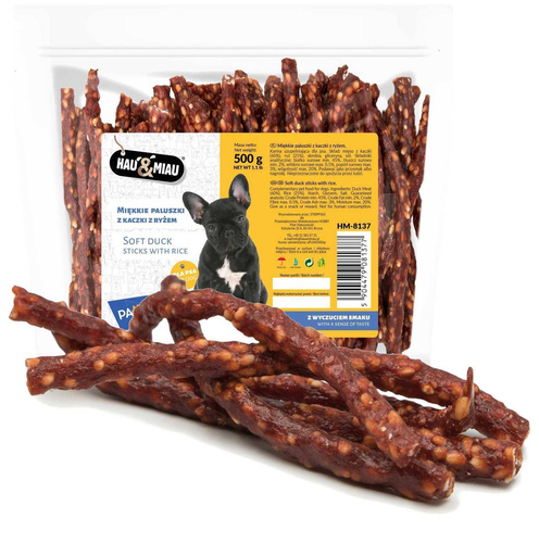 Hau Miau miękkie Paluszki KACZKA Ryż dla psa 500g