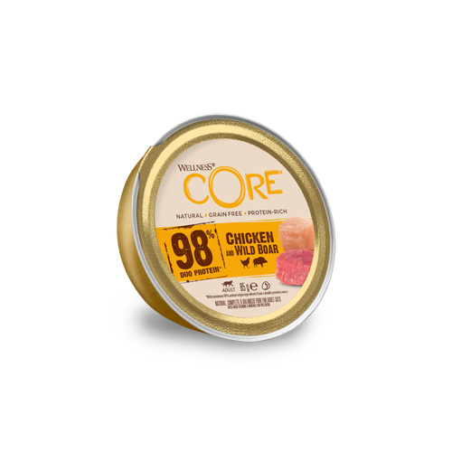 Wellness  Core 98% Duo Protein karma mokra dla dorosłych kotów, kurczak i dzik 85g