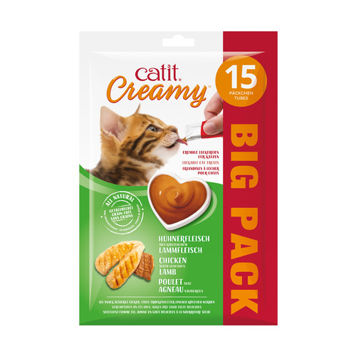 CatIt Creamy, przysmak, dla kota, kurczak z jagnięciną, 15x10g