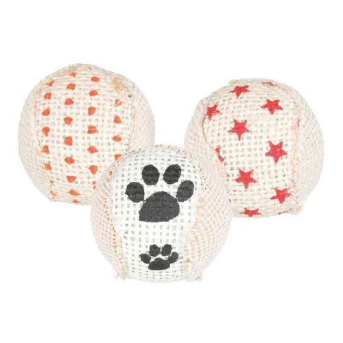 Trixie Grzechocące piłki juta plastik zabawka dla Kota 5cm / 3 szt