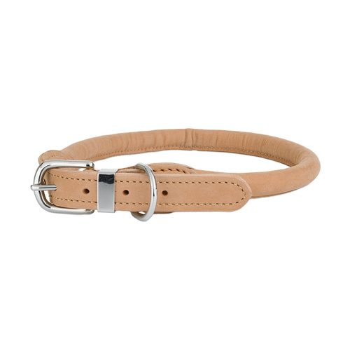 Barry King Obroża skórzana, XXL: 50-56 cm/20 mm, jasny beż