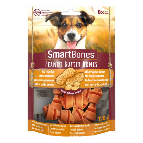 SMART BONES Przysmak dla psa kości o smaku masła orzechowego Mini 8 szt.