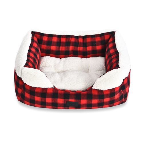 Barry King Legowisko dla psa, czerwono/czarna krata, 50x40cm, dwustronna poduszka