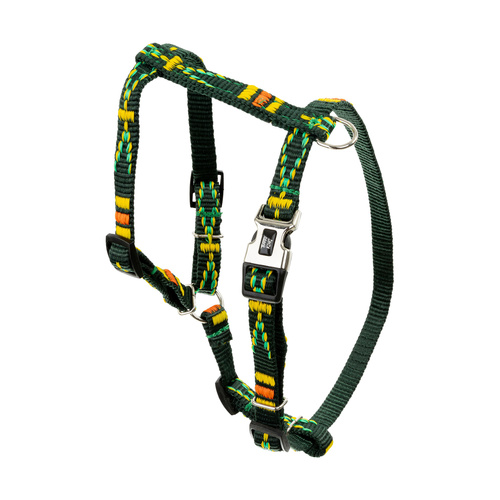 Barry King Szelki dla psa, zielone, wzór etniczny, taśma polipropylenowa, 10mm/25-40cm