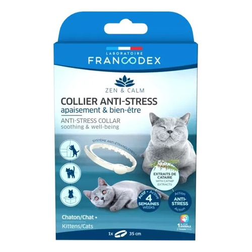 FRANCODEX Obroża antystresowa z kocimiętką dla kotów 35 cm