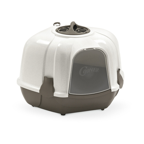 Barry King Kuweta zamykana narożna dla kota ROOMY, brąz/beż, 54x38,5x38cm