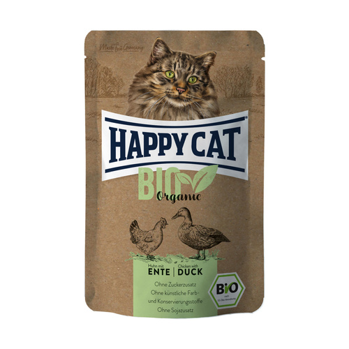 Happy Cat Bio Organic, mokra karma dla kot�w doros�ych, kurczak i kaczka, 85g, saszetka