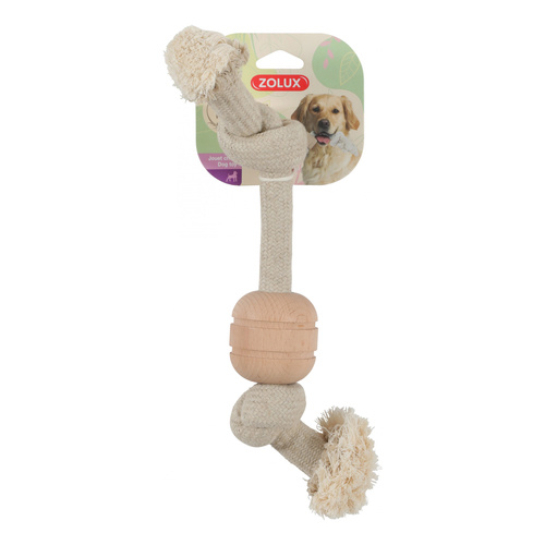 ZOLUX Zabawka sznurowa dla psa 2 węzły drewniany krążek WILD MIX 34,5cm
