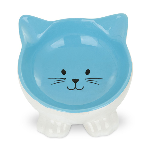 Barry King Miska, dla kota, niebieska, na nóżkach, kształt kot, ceramiczna 11,5cm