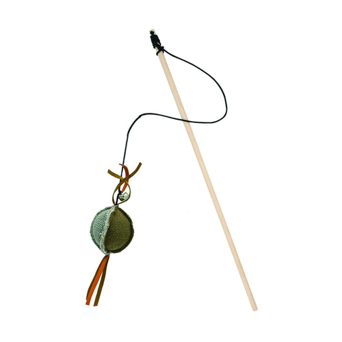 Barry King drewniana wędka z piłką z mocnego materiału szaro/brązowa 5,5 x 4cm /40cm