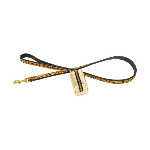 Barry King Smycz skórzana, 20 mm / 120 cm, panterka, z pojemnikiem na woreczki