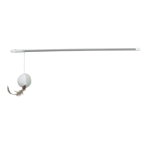 Trixie Wędka z piłką i piórkami zabawka dla kota plastik/plusz 46 cm z kocimiętką