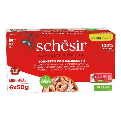 Schesir C&B karma mokra dla kotów tuńczyk z krewetkami w galarecie 6x50 g multipak