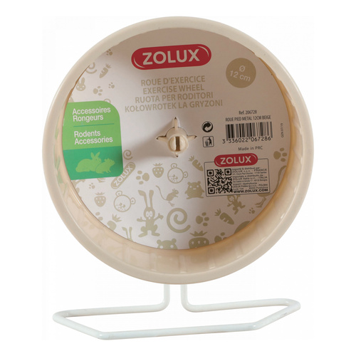ZOLUX Kołowrotek plastikowy dla gryzonia z metalową podstawą 12 cm kol.beż