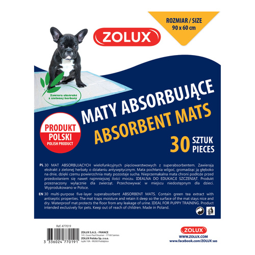 Zolux Podkłady higieniczne dla psa do nauki czystości 90 x 60 cm - 30 sztuk