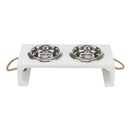 Trixie BE NORDIC Miski na stojaku MDF stal nierdzewna dla psa 2x400ml