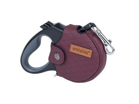 amiplay Smycz automatyczna infini z obudową New York XL 5 m-50kg Bordo