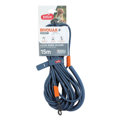 ZOLUX Smycz okrągła dla psa silikonowa BIVOUAK niebieska 15m