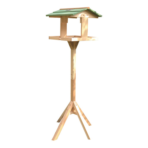 Garden Fun Karmnik dla ptaków drewniany wolnostojący 36x34x112cm z lampką solarną do montażu