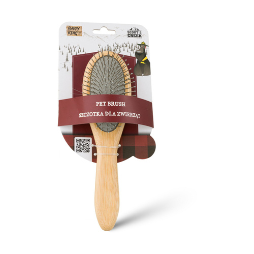 Barry King Szczotka dla zwierząt, dwustronna, z bambusową rączką, 6 x 22 cm