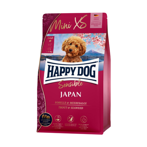 Happy Dog Mini XS Japan karma dla psa Pstrąg algi 1,3kg
