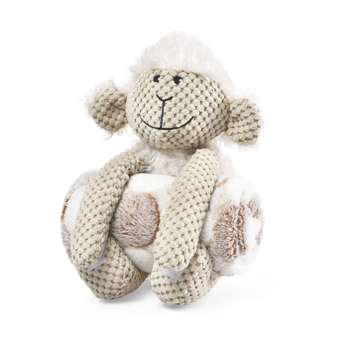 Barry King Zestaw: Owieczka zabawka pluszowa dla psa 27x23cm + miękki kocyk 70x60cm