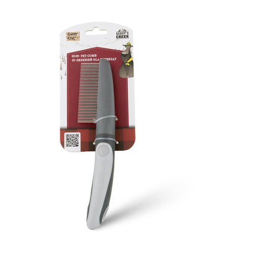 Barry King Grzebień dla zwierząt, z rączką, szary, 40 zębów, 5 x 22 cm