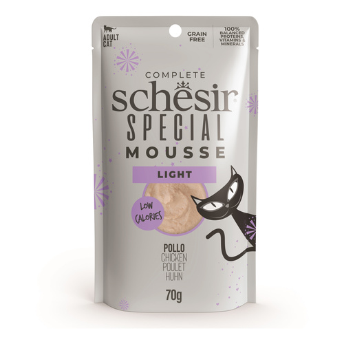 Schesir Special Mousse Light karma mokra dla kota kurczak i indyk z dynią 70 g