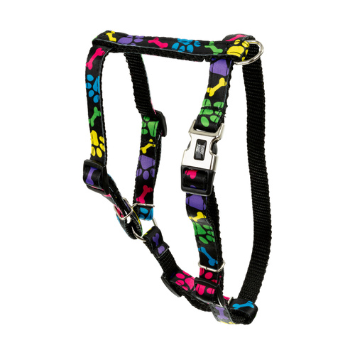 Barry King Szelki dla psa, kolorowe łapki, taśma polipropylenowa, 16mm/30-60cm