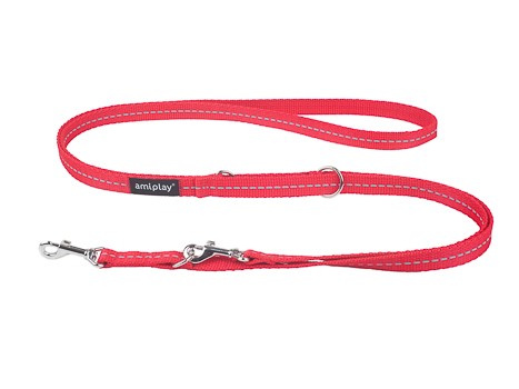 amiplay Smycz regulowana 6in1 Reflective S 100-200x1cm Czerwony