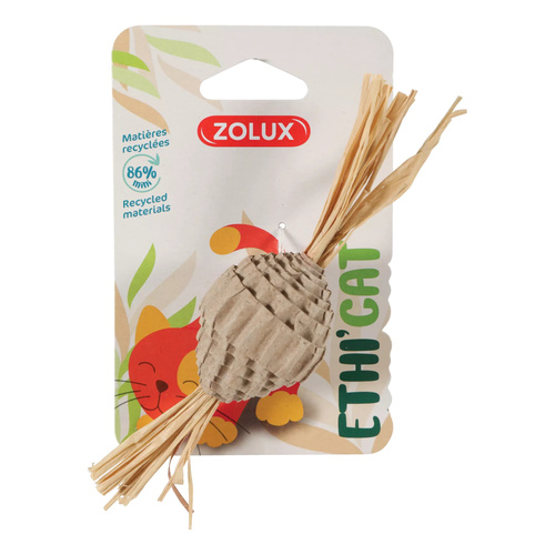 Zolux Zabawka dla kota piłka z tektury i liście kukurydzy ETHICAT 15 cm