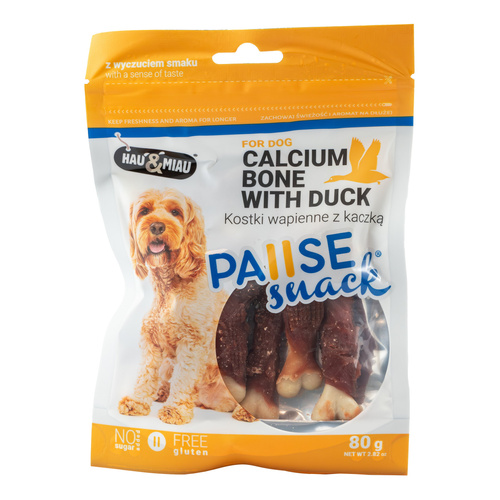 Pausesnack przysmak dla psa, kostki wapienne z kaczką 80g