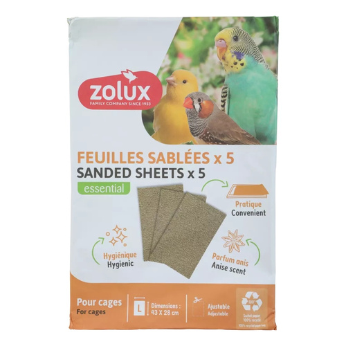 ZOLUX Mata piaskowa papier ścierny dla ptaków L 43x28 cm x5