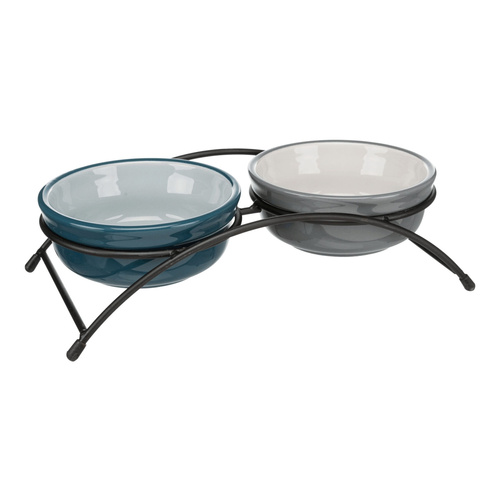 Trixie MISKI ceramiczne NA STOJAKU 2 x 250ml szare