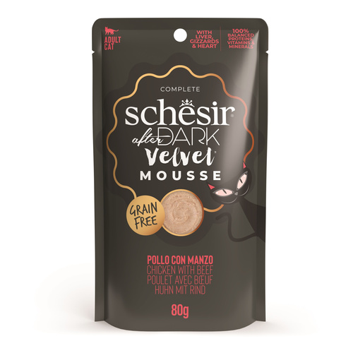 Schesir After Dark Velvet Mousse karma mokra dla kota kurczak z wołowiną 80 g