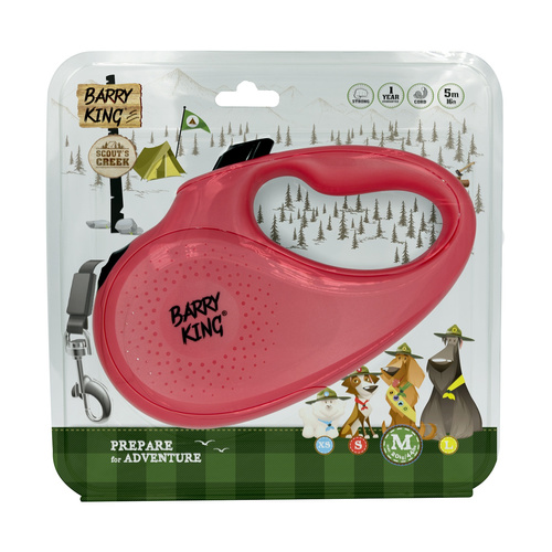 Barry King Smycz automatyczna dla psa różowa M - sznurek 5m, do 20kg