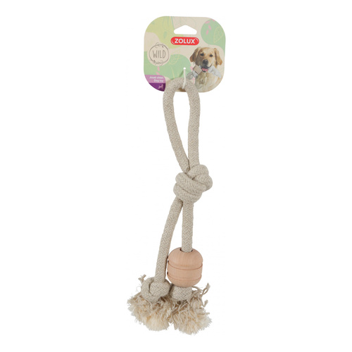 ZOLUX Zabawka sznurowa dla psa uchwyt drewniany krążek WILD MIX 35,5cm