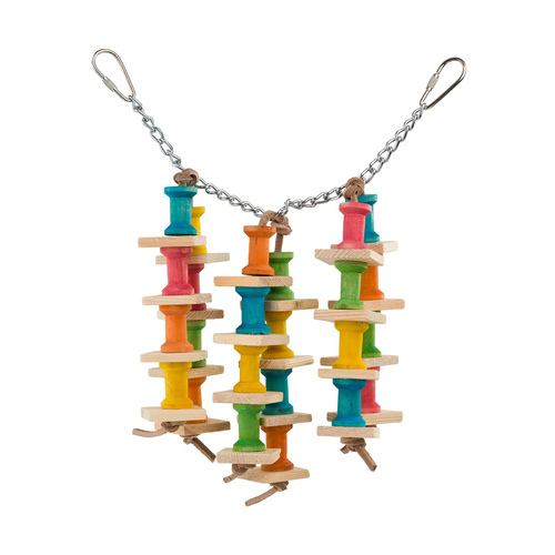 Panama Pet Zabawka, dla ptaków, wisząca, drewno i skóra, 35 cm