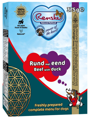 Renske Fresh beef with duck - świeża wołowina z kaczką dla psów (375 g)
