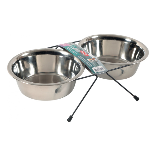 ZOLUX Miski dla psa na stojaku metalowym INOX 2 szt. 1,3 l