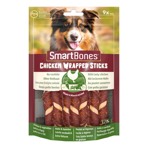 SMART BONES Przysmak dla psa mięsne pałeczki o smaku kurczaka Mini 9 szt.
