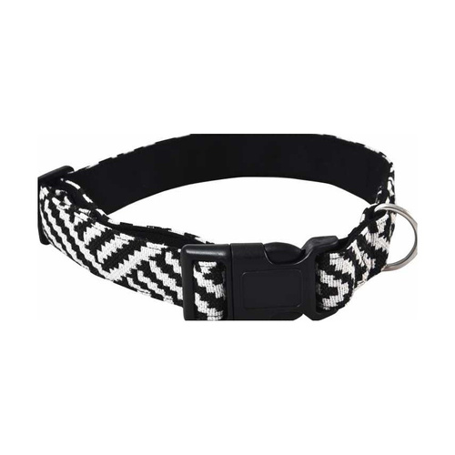 Barry King Obroża dla psa, z wytrzymałej tkaniny, wzór aztecki, biało-czarne paski, 1,9x35-50cm