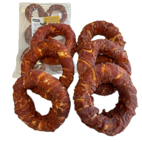 Hau Miau Donaty ze skóry owinięte kaczką 11cm 500g