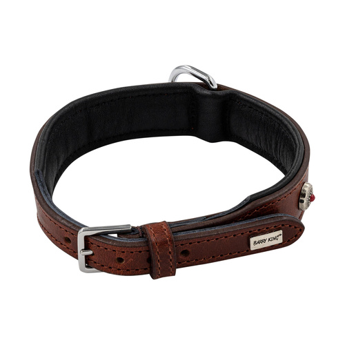 Barry King obroża skórzana, xs 33-38 cm x 26 mm, czerwony-czarny